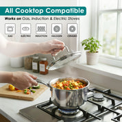 Premium TRI-PLY SAS Sauce Pan 1.5L with Lid - HSG Kitchen Avartan Series