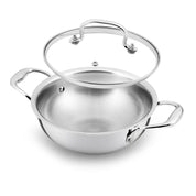 Premium TRI-PLY SAS Stainless Steel Deep Kadai with Lid (1.5 L)