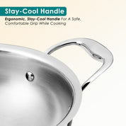 Premium TRI-PLY SAS Stainless Steel Deep Kadai with Lid (1.5 L)