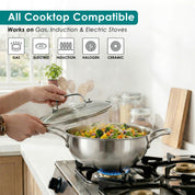 Premium TRI-PLY SAS Stainless Steel Deep Kadai with Lid (1.5 L)