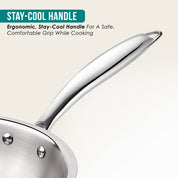 Premium TRI-PLY Triply Fry Pan Taper Side Style w/Glass Lid - 20 CM/1L - HSG Kitchen Avartan Series