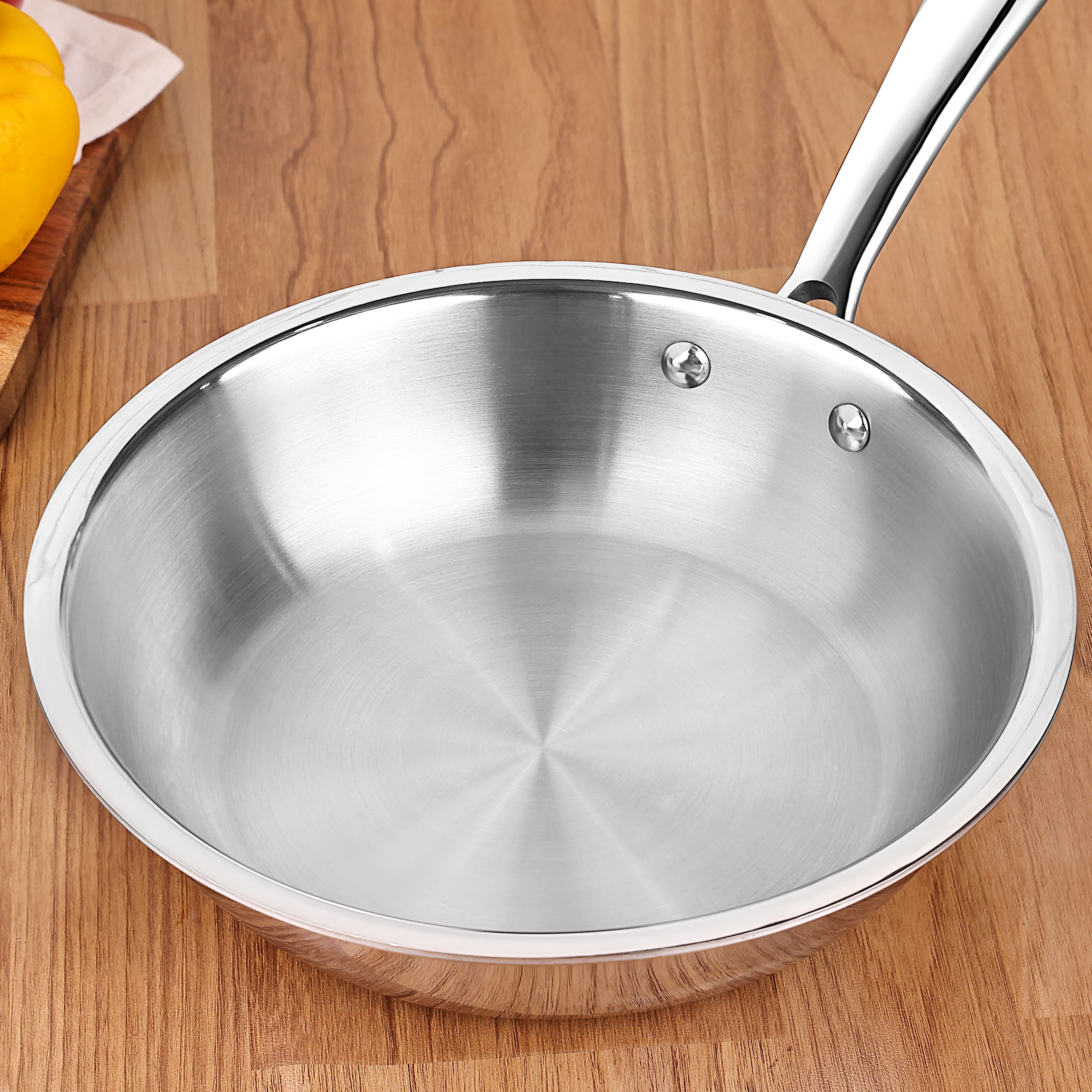 Premium TRI-PLY Triply Fry Pan Taper Side Style w/Glass Lid - 20 CM/1L - HSG Kitchen Avartan Series