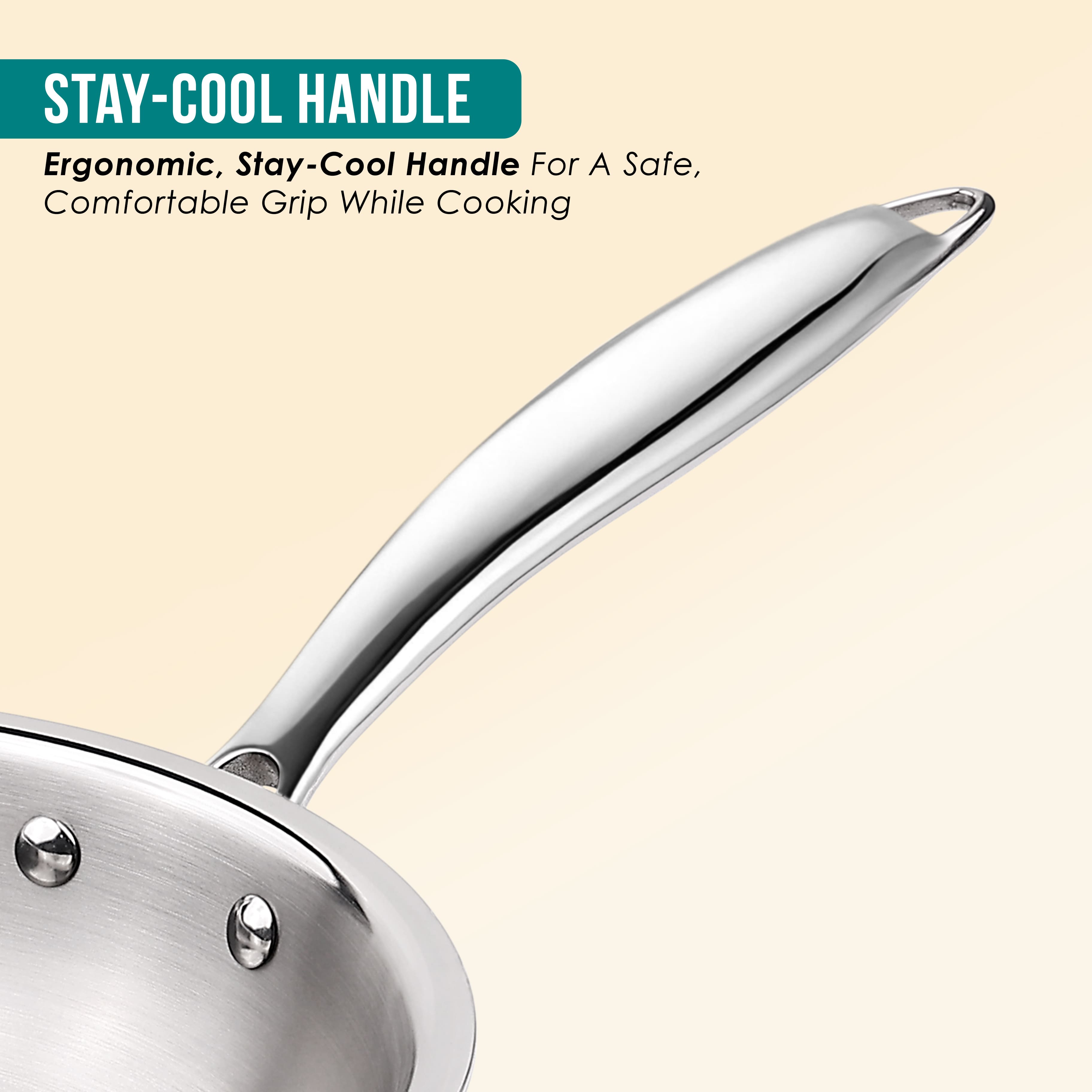 Premium TRI-PLY  Triply Fry Pan Taper Side Style w/out Lid - 20 CM/1L - HSG Kitchen Avartan Series