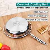 Premium  TRI-PLY Triply Fry Pan Taper Side Style w/Glass Lid - 22 CM/1.5L -  HSG Kitchen Avartan Series