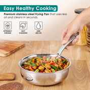 Premium  TRI-PLY SAS Frying Pan 1 L (Without Lid) - HSG Kitchen Avartan Series