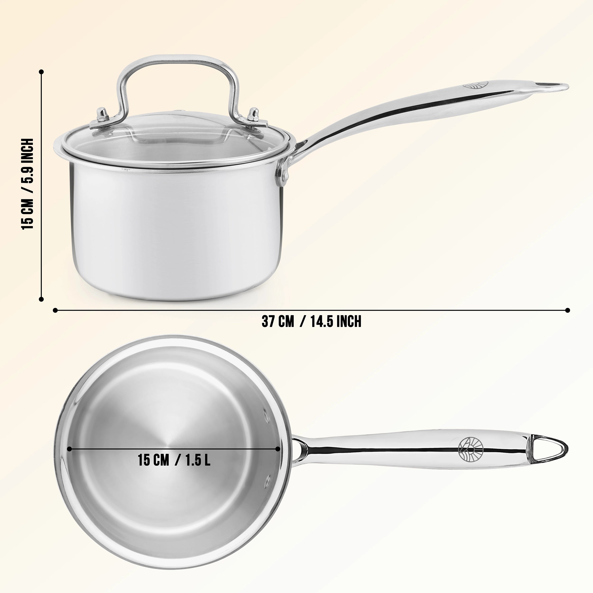 Premium TRI-PLY SAS Sauce Pan 1.5L with Lid - HSG Kitchen Avartan Series