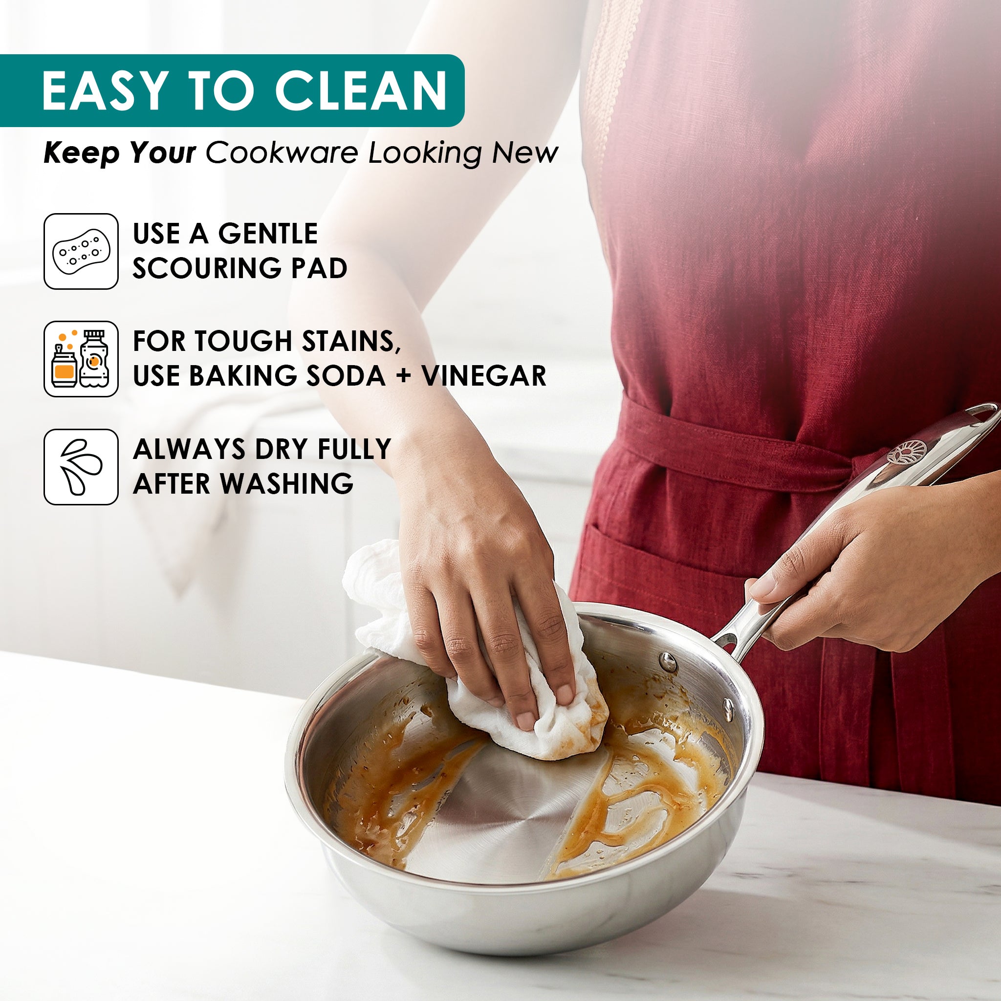 Premium  TRI-PLY SAS Frying Pan 1 L (Without Lid) - HSG Kitchen Avartan Series