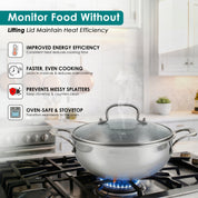 Premium TRI-PLY SAS Stainless Steel Deep Kadai with Lid (3.5 L) - HSG Kitchen Avartan Series