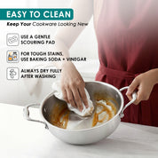 Premium TRI-PLY SAS Stainless Steel Deep Kadai with Lid (3.5 L) - HSG Kitchen Avartan Series
