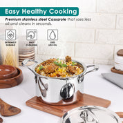 Premium TRI-PLY SAS Casserole 3L with Lid - HSG Kitchen Avartan Series